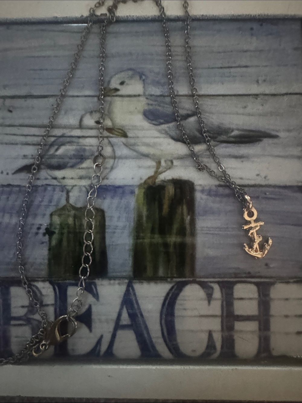 Unbranded gold  Anchor Pendant Necklace - Blue Accent